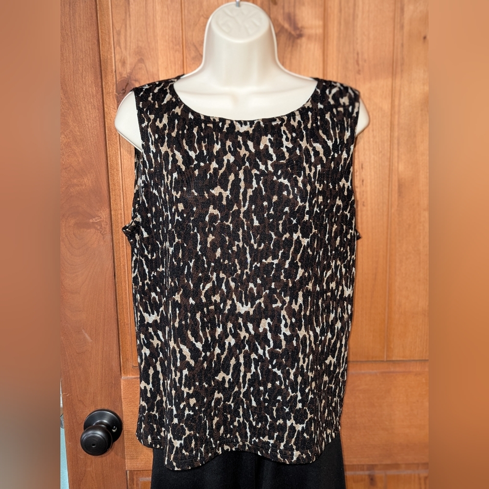 Vintage Leopard‎ Print Sleeveless Blouse